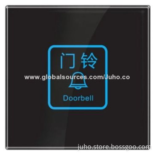 New Hotel Doorbell Touch Switch, Black Glass Panel & Blue LED glow for easy night use